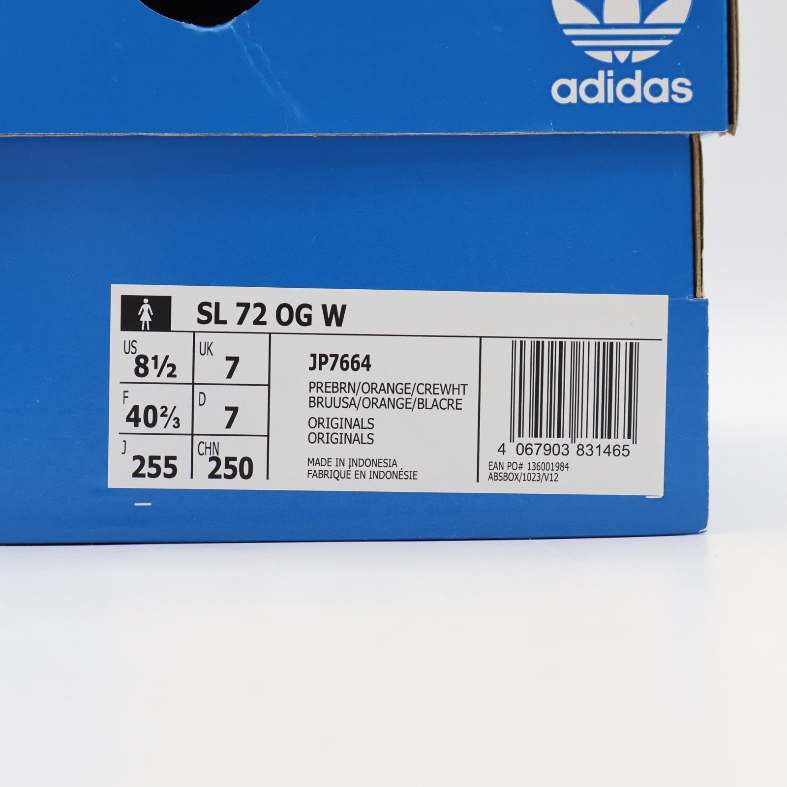 JP7664 adidas Originals SL72 OG Preloved Brown Orange Cream White (Women's)