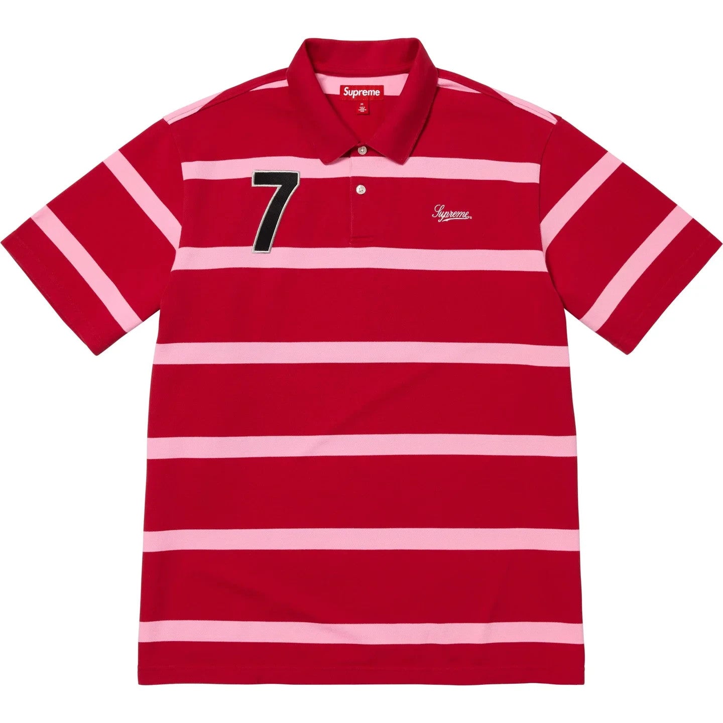 Supreme Cursive Polo Red Stripe
