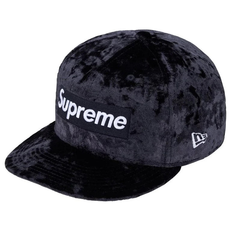 Supreme Crushed Velvet Box Logo New Era Navy