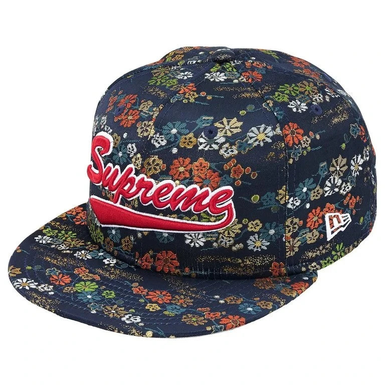 Supreme Floral Jacquard New Era Navy