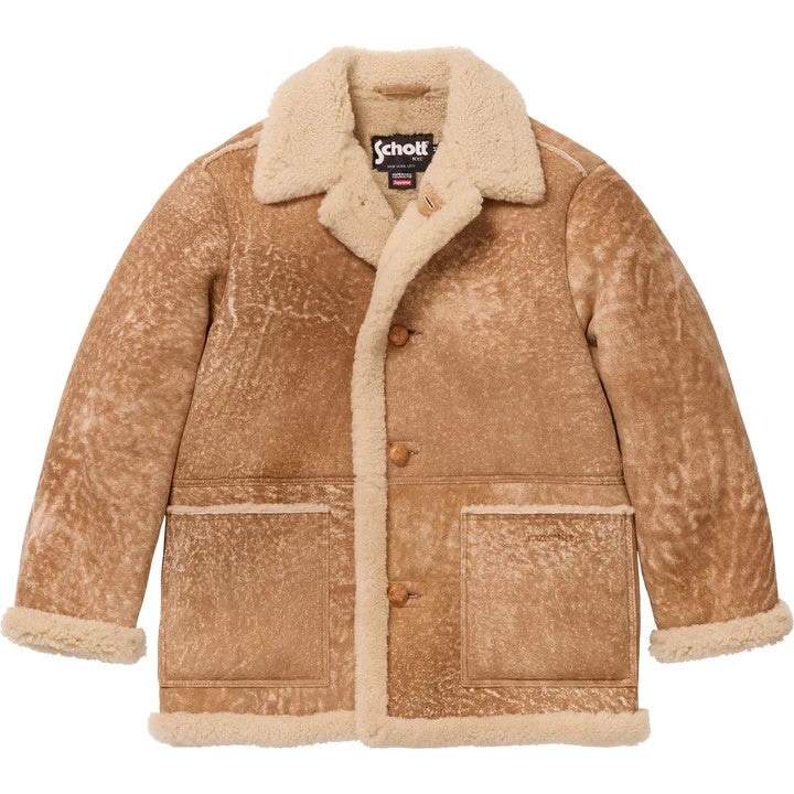 Supreme Schott Shearling Coat Tan