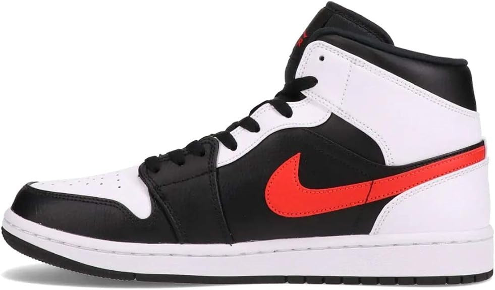 554724-075 Nike Air Jordan 1 Mid Black Chile Red White (Men's)