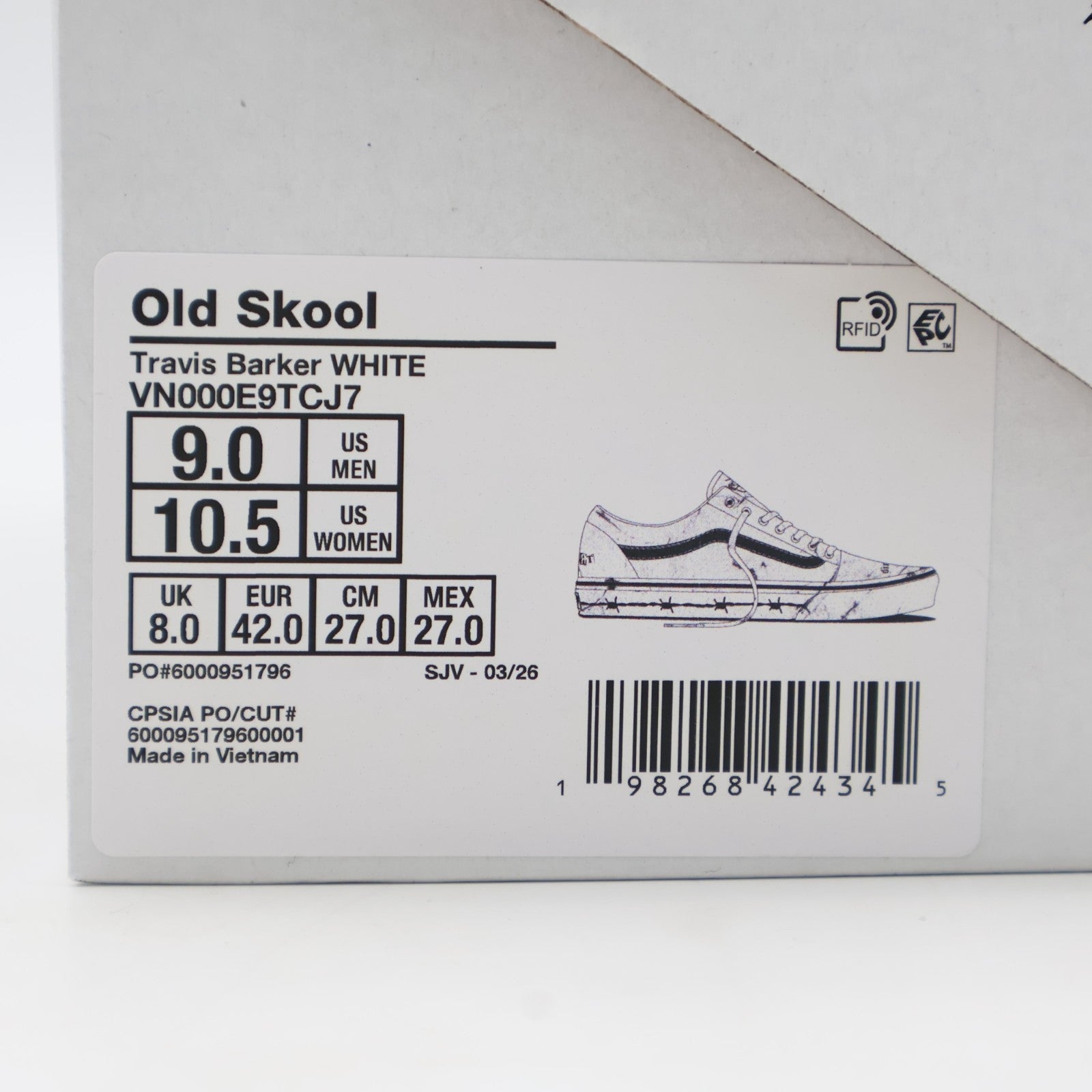 VN000E9TCJ7 Travis Barker Ã Vans Old Skool "Dues Paid/White" (Men's)
