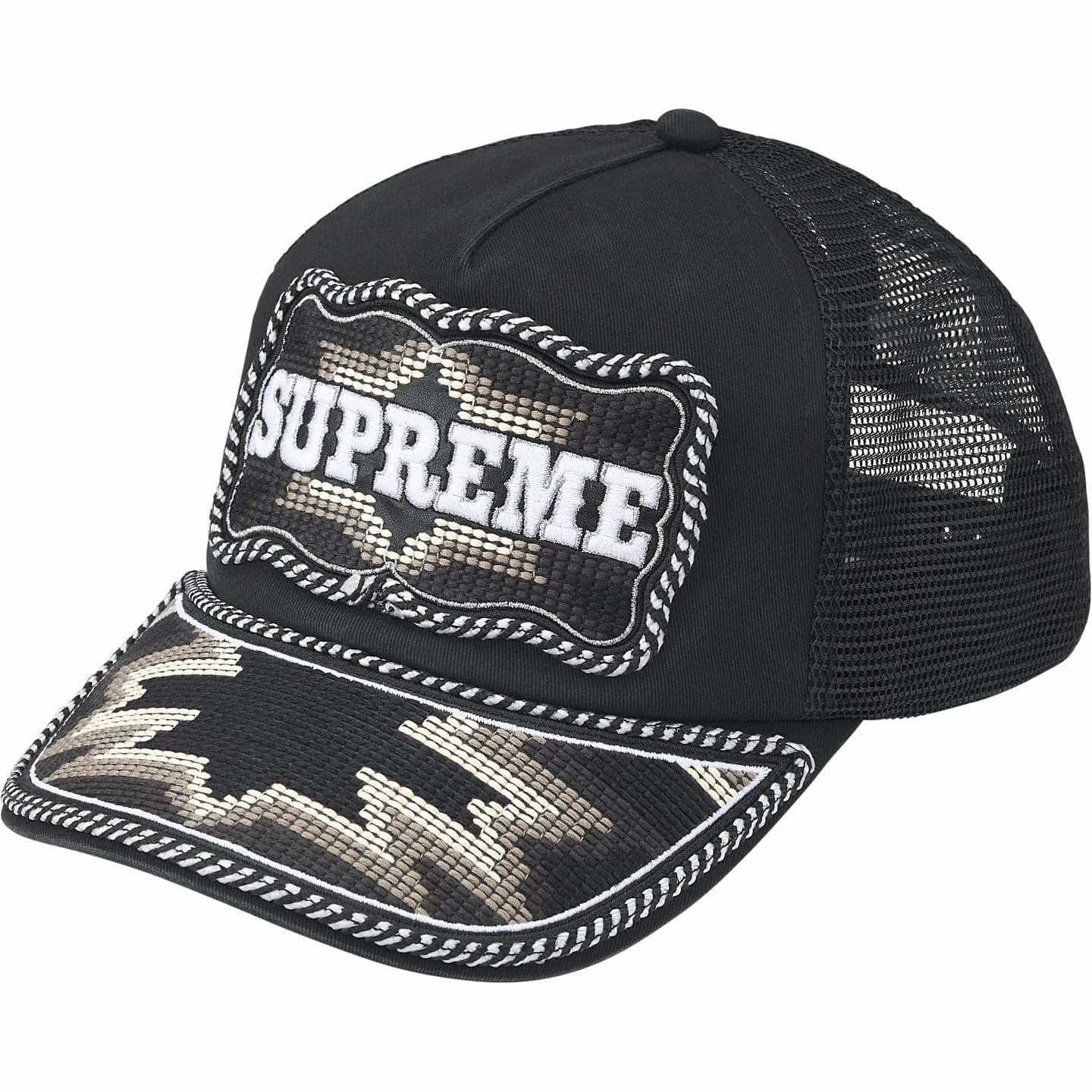 Supreme Western Embroidered Mesh Back 5-Panel Black