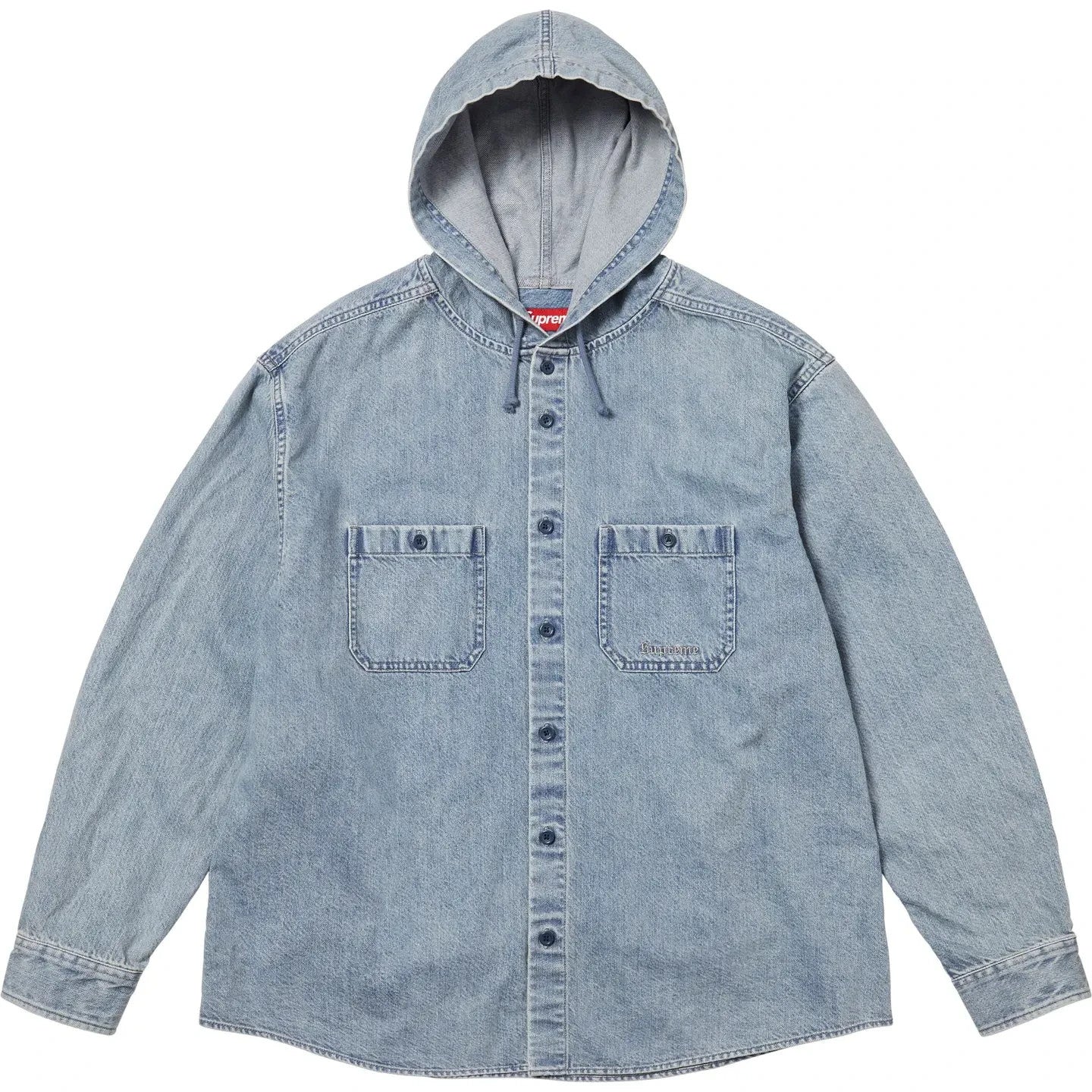 Supreme Hooded Denim Shirt Washed Indigo