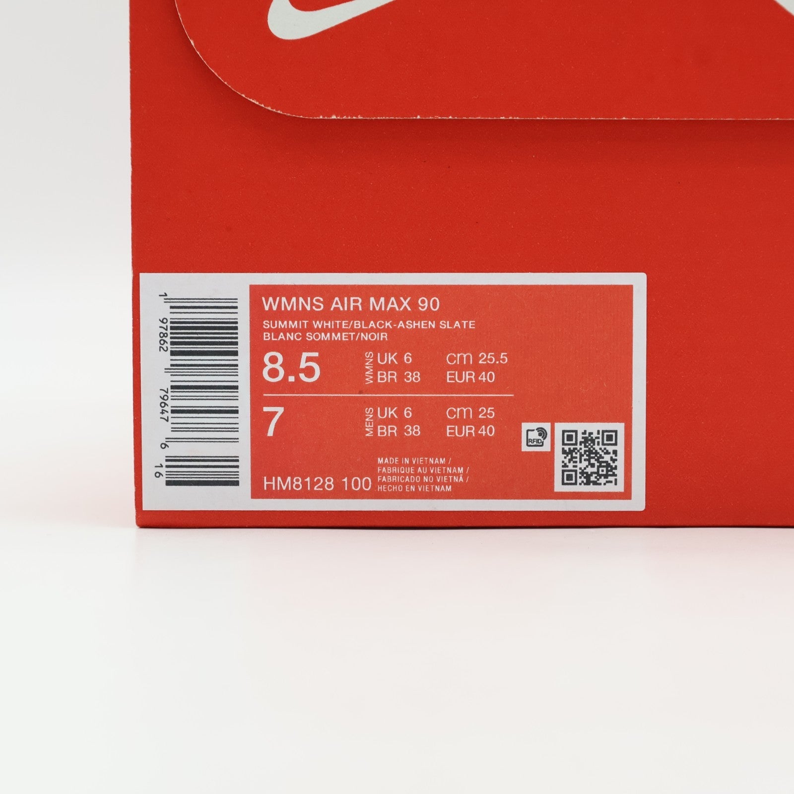 HM8128-100 Nike Air Max 90 Summit White Ashen Slate Blue Tint Black (Women's)