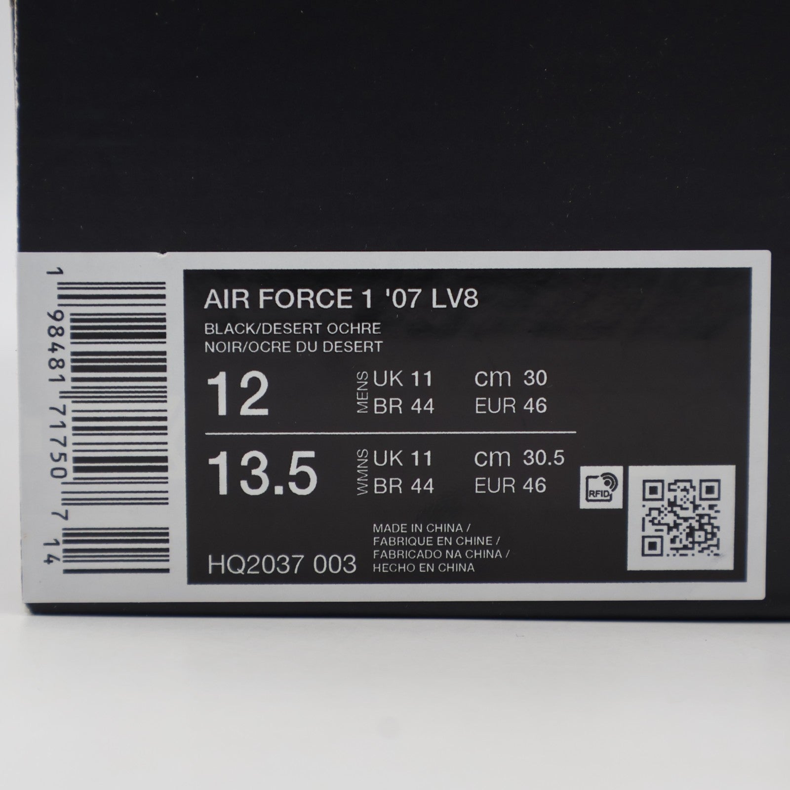 HQ2037-003 Nike Air Force 1 Low '07 LV8 Black Desert Ochre (Men's)