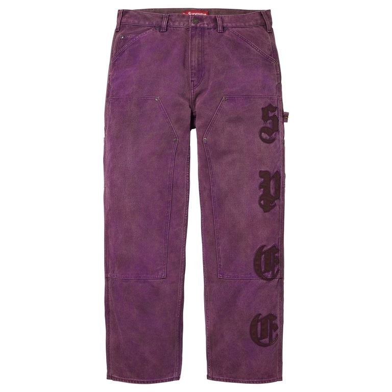 Supreme Leather Applique Double Knee Painter Pant Purple