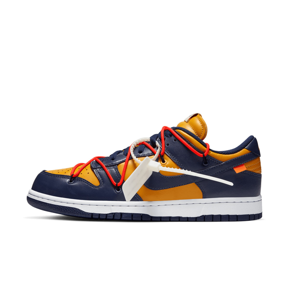 CT0856-700 Off-White Ã Nike Dunk Low LTHR  University GoldMidnight Navy (Men's)