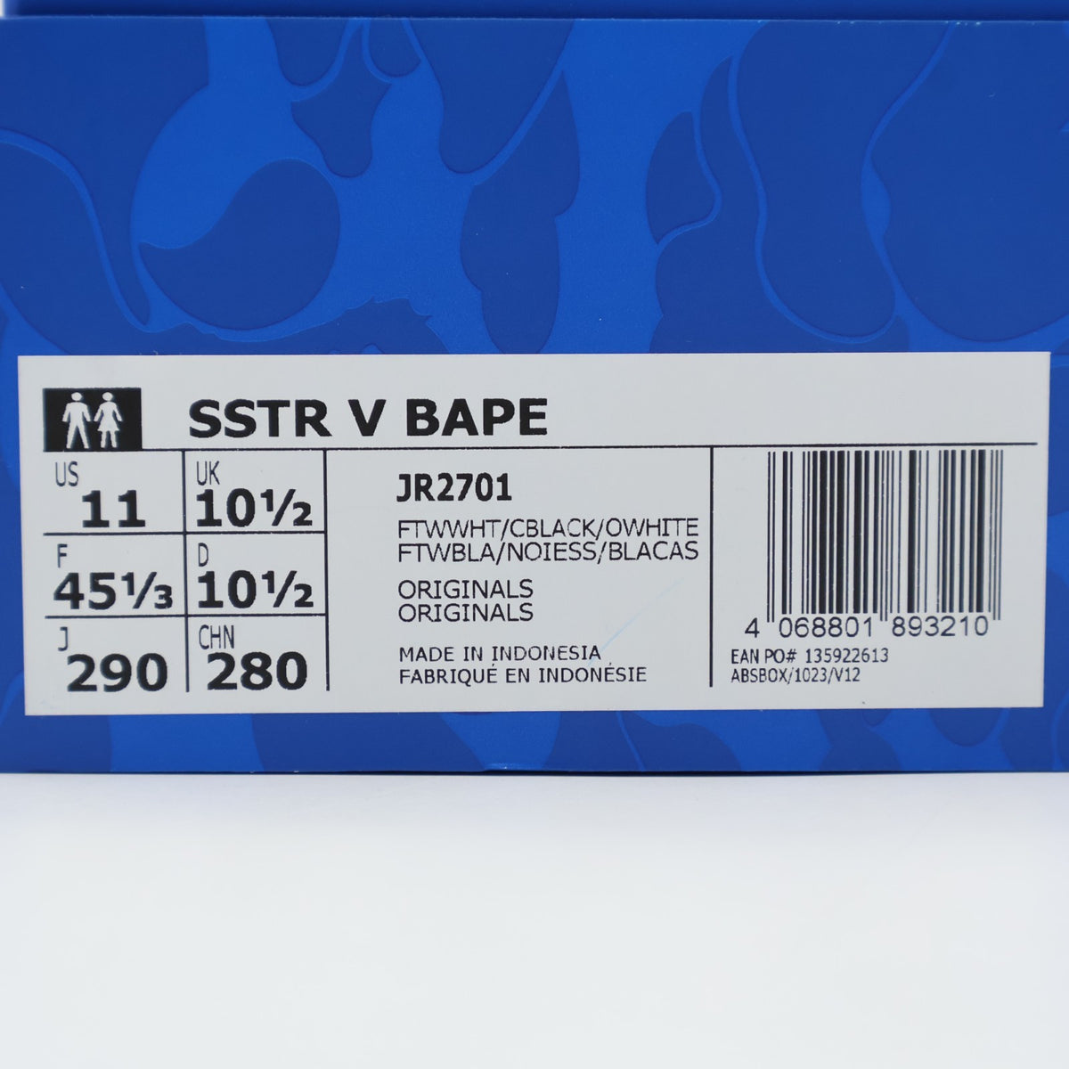 JR2701 A BATHING APE adidas Originals Superstar V Footwear White Core (Men's)
