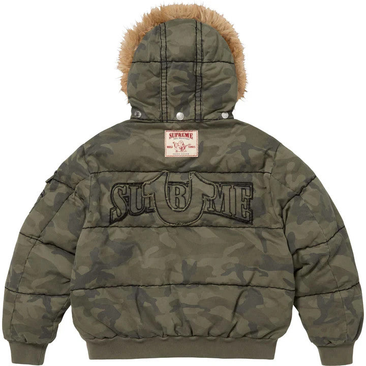 Supreme True Religion Puffer Jacket Woodland Camo