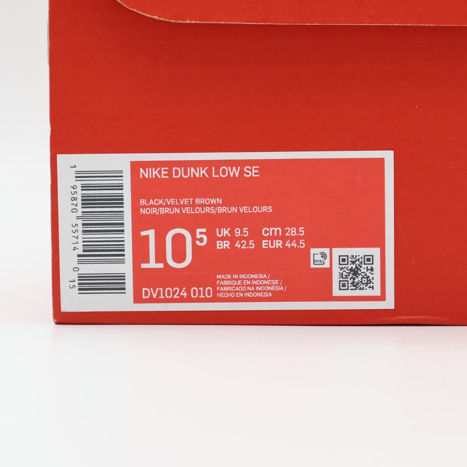 DV1024-010 Nike Dunk Low Velvet Brown and Black (Men's)