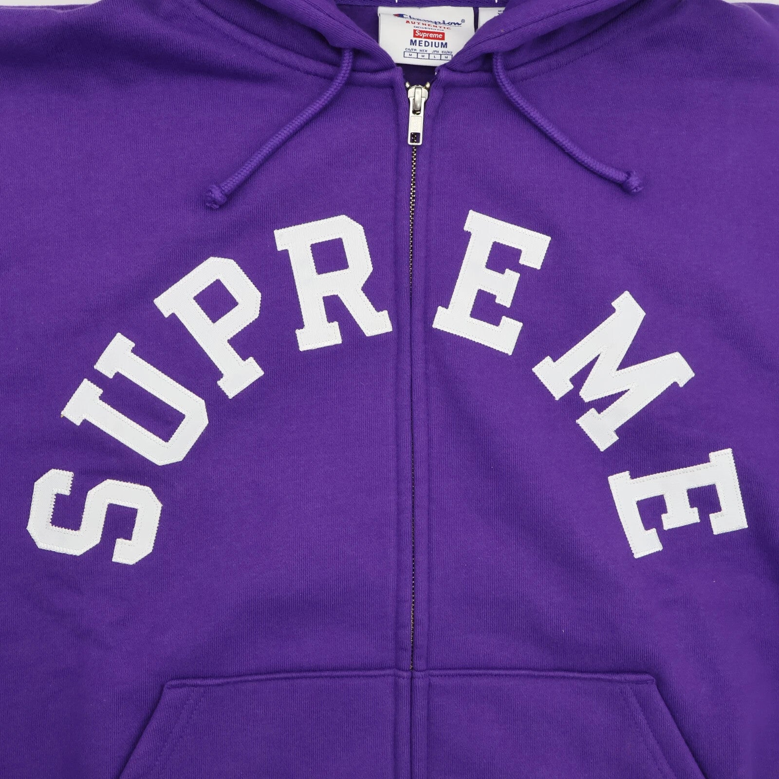 Supreme Champion Zip Up Hooded Sweatshirt Purple