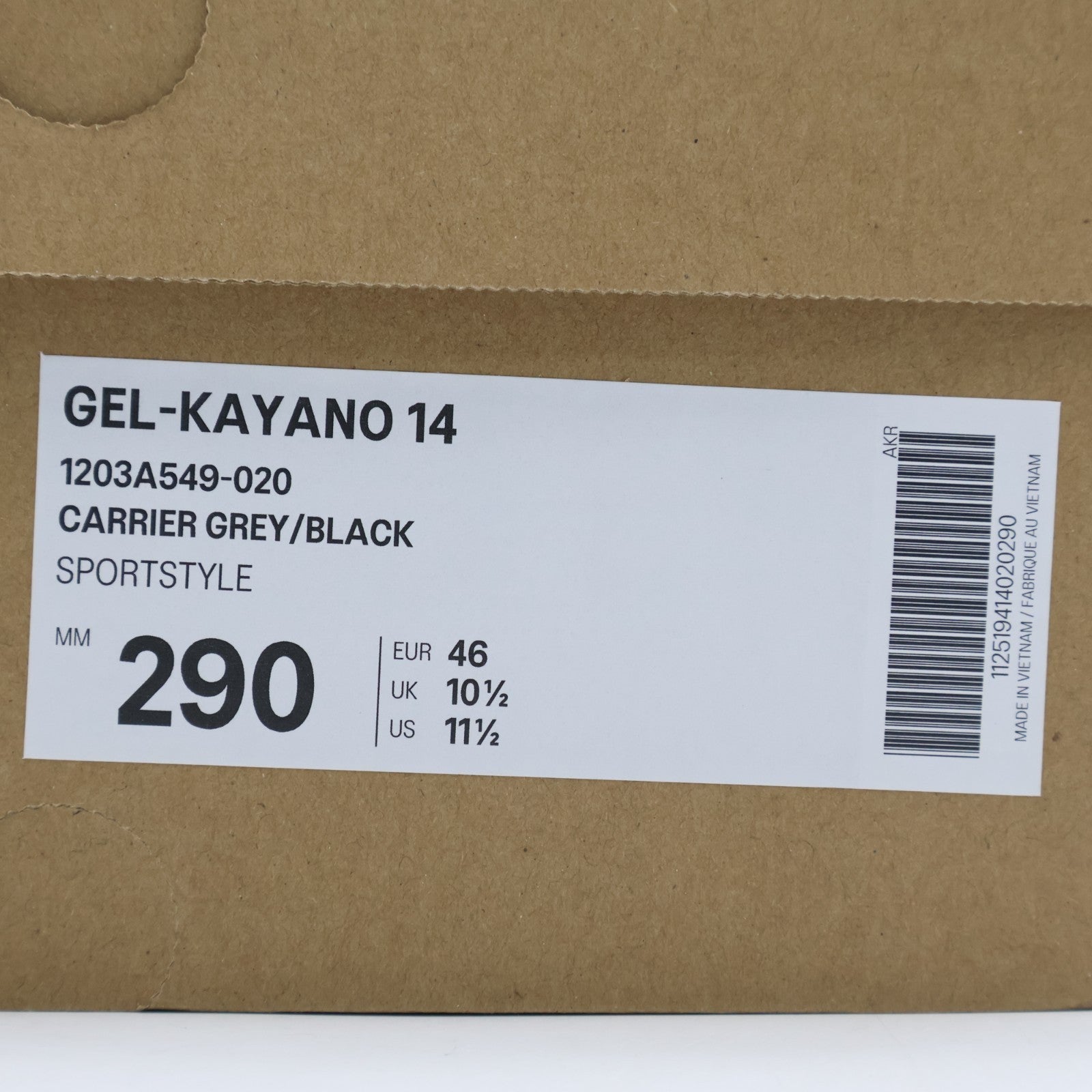 1203A549-020 Asics Gel-Kayano 14 Carrier Grey Black (Men's)