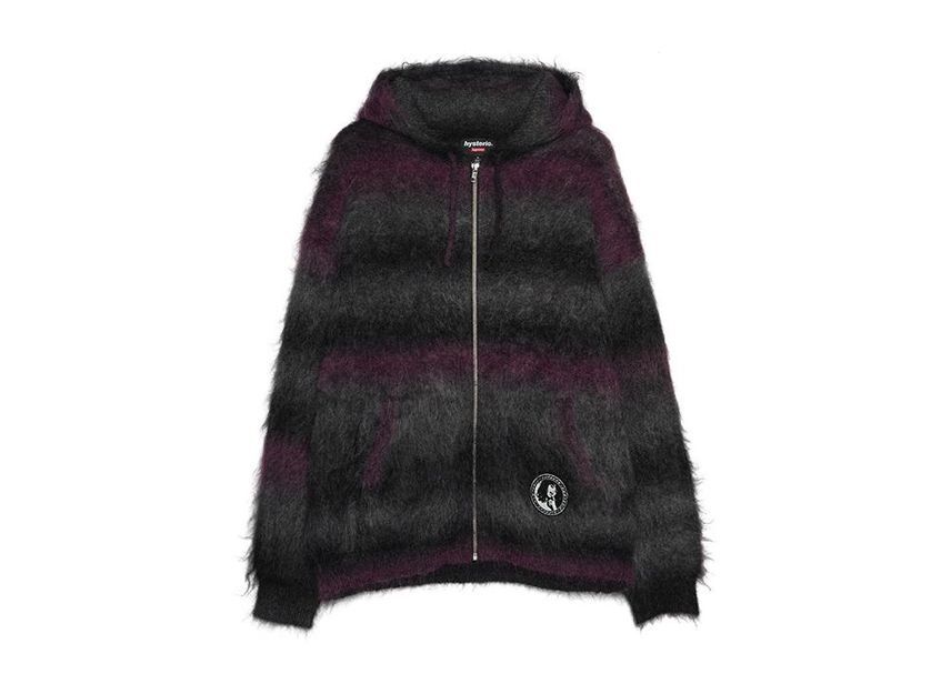 Supreme HYSTERIC GLAMOUR Mohair Zip Up Hooded Sweater Purple