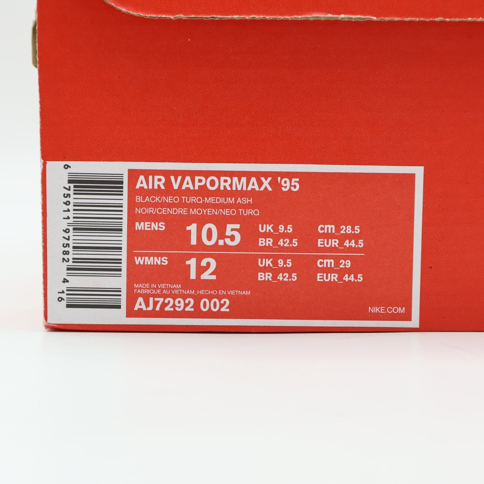 AJ7292-002 Nike Air Vapormax 95 Neo Turquoise (Men's)