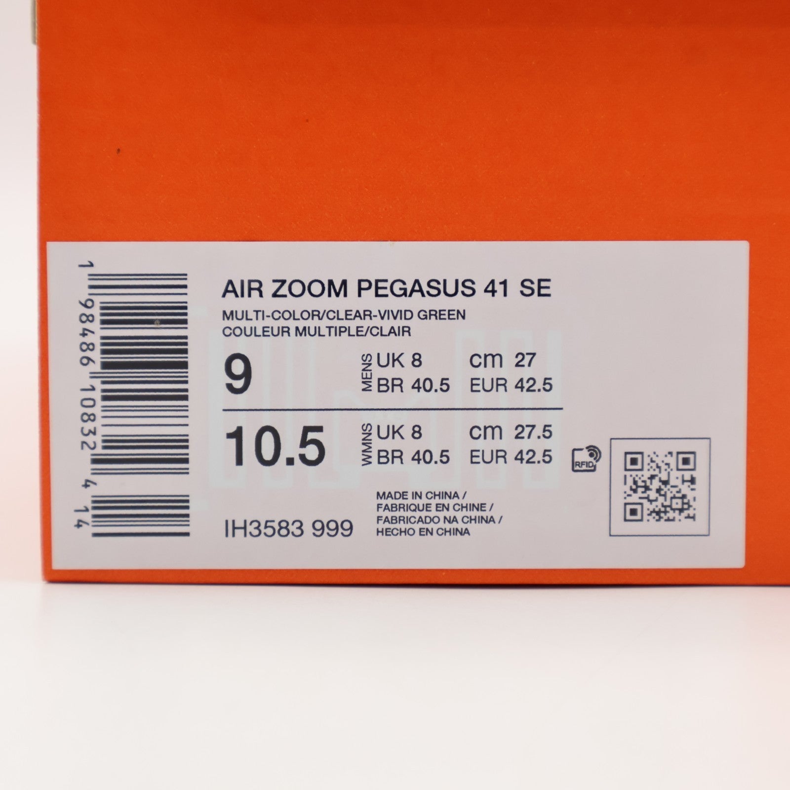 IH3583-999 Nike Pegasus 41 Multi-Color Vivid Green Dark Apple Clear (Men's)
