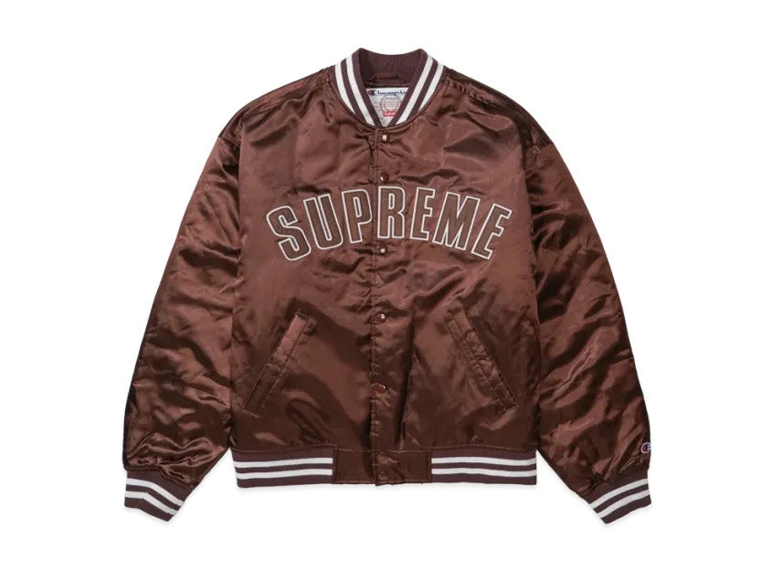 Supreme x Champion Satin Varsity Jacket "Brown"
