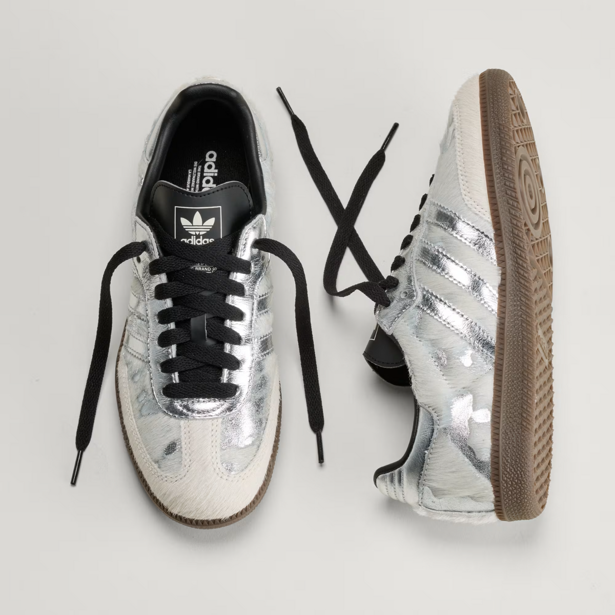 KJ2314 adidas Samba OG Pony Hair "Cream White/Silver Metallic" (Women's)