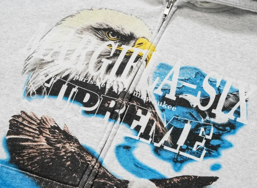 Supreme x MM6 Maison Margiela Eagle Zip Up Hooded Sweatshirt "Ash Grey"