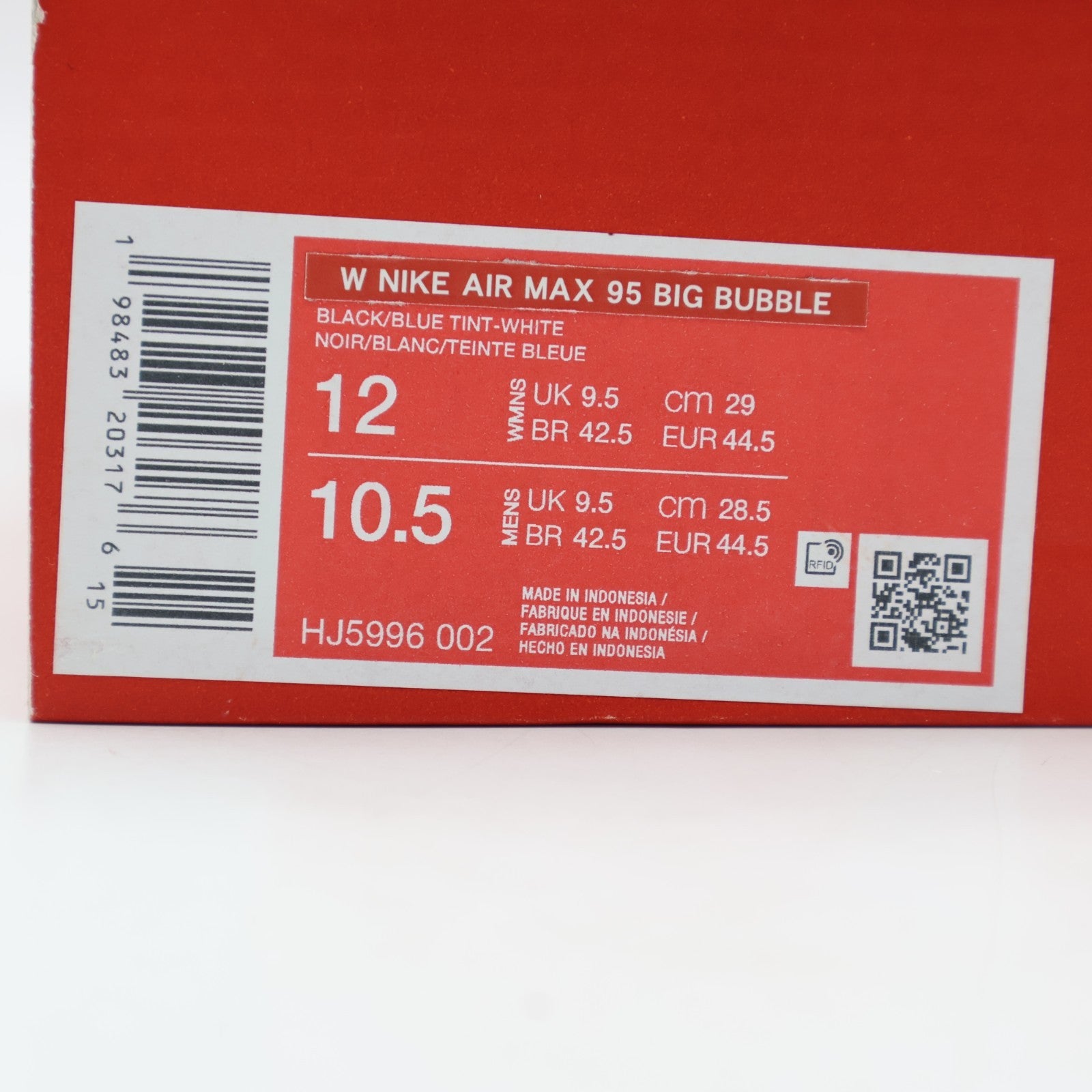 HJ5996-002 Nike Air Max 95 OG Big Bubble Blue Tint (Women's)
