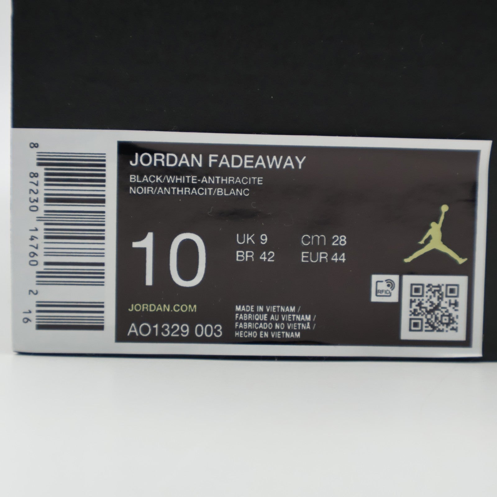 AO1329-003 Nike Jordan Fadeaway Black Anthracite White (Men's)