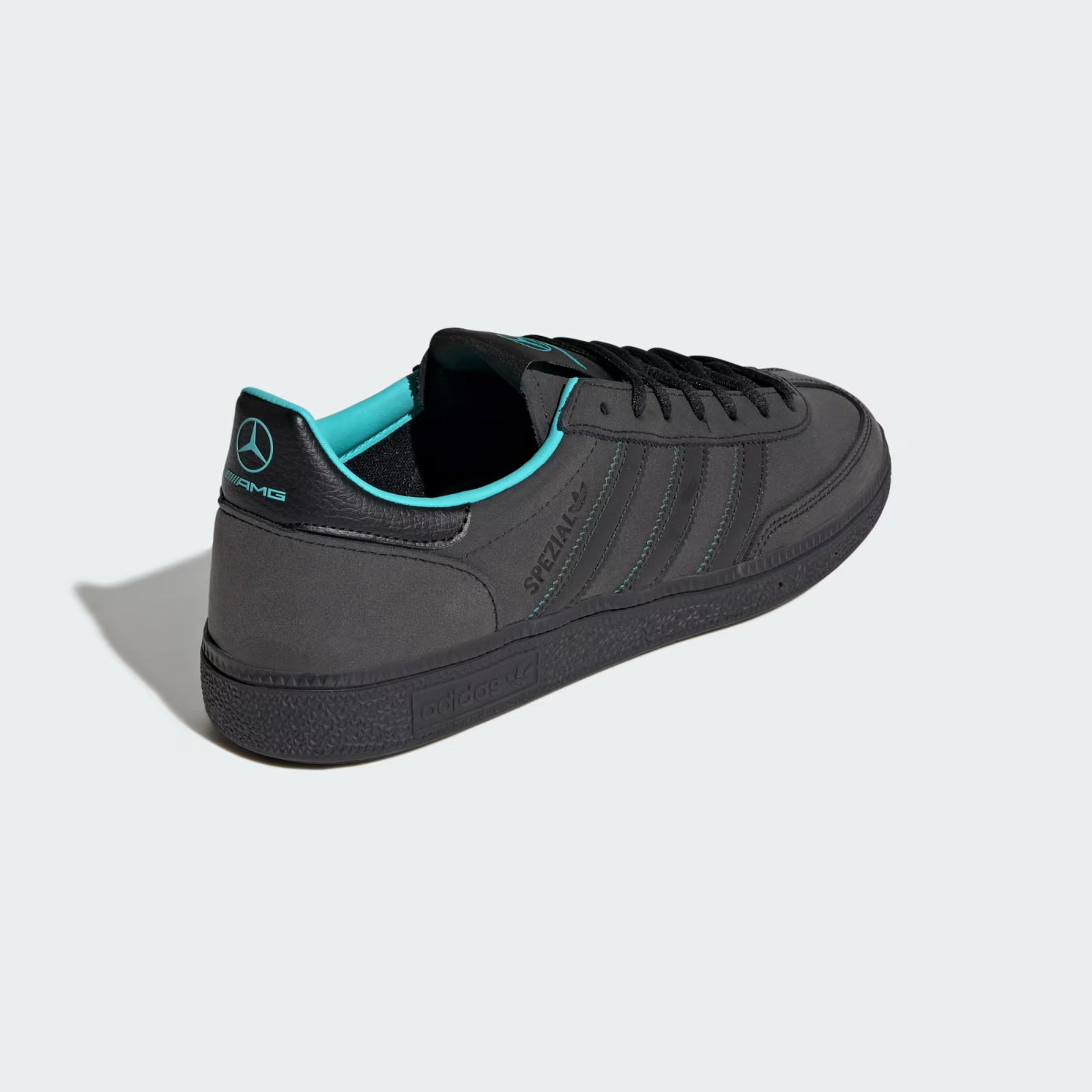 KJ1195 Mercedes AMG adidas Handball Spezial Core Black Semi Mint Rush (Men's)
