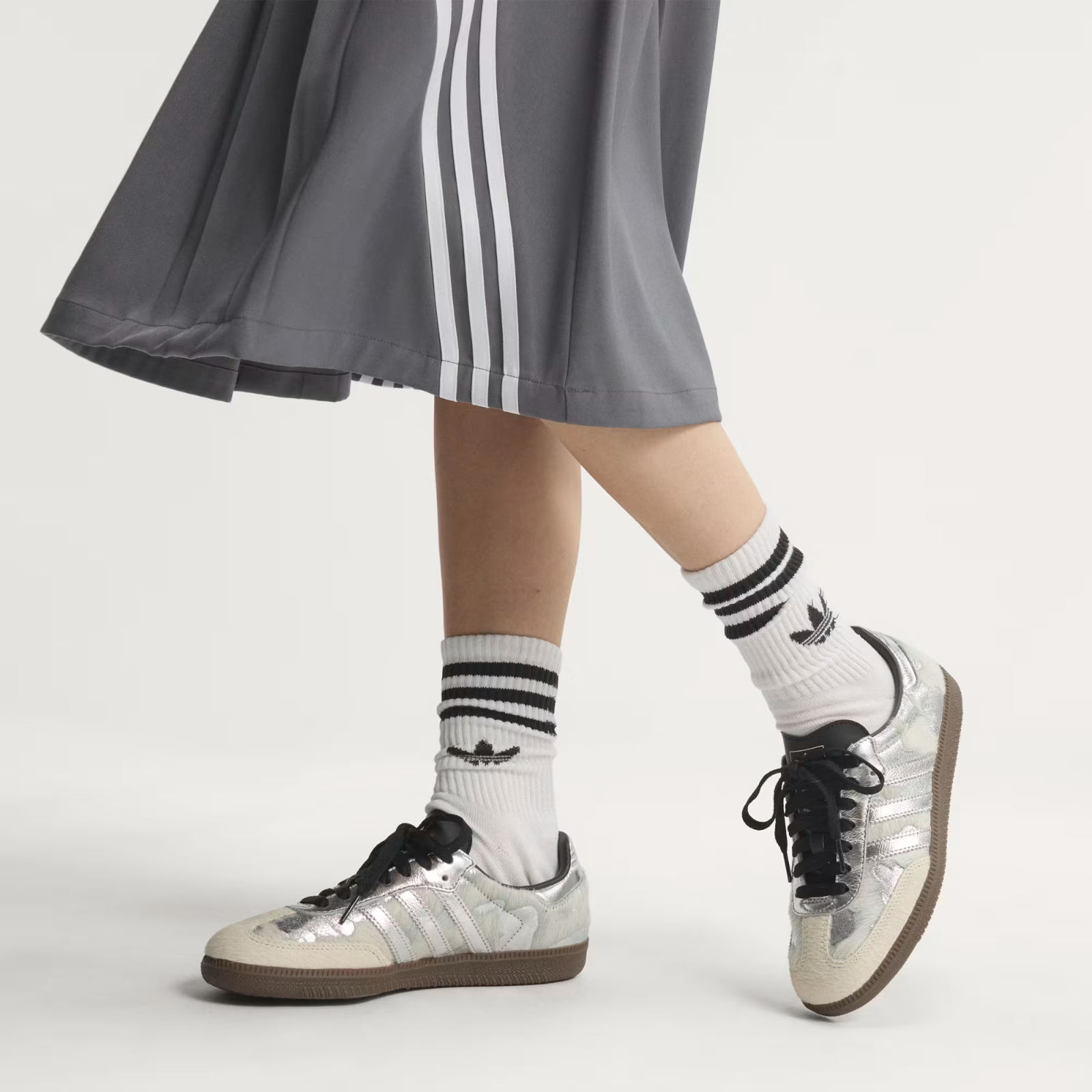 KJ2314 adidas Samba OG Pony Hair "Cream White/Silver Metallic" (Women's)