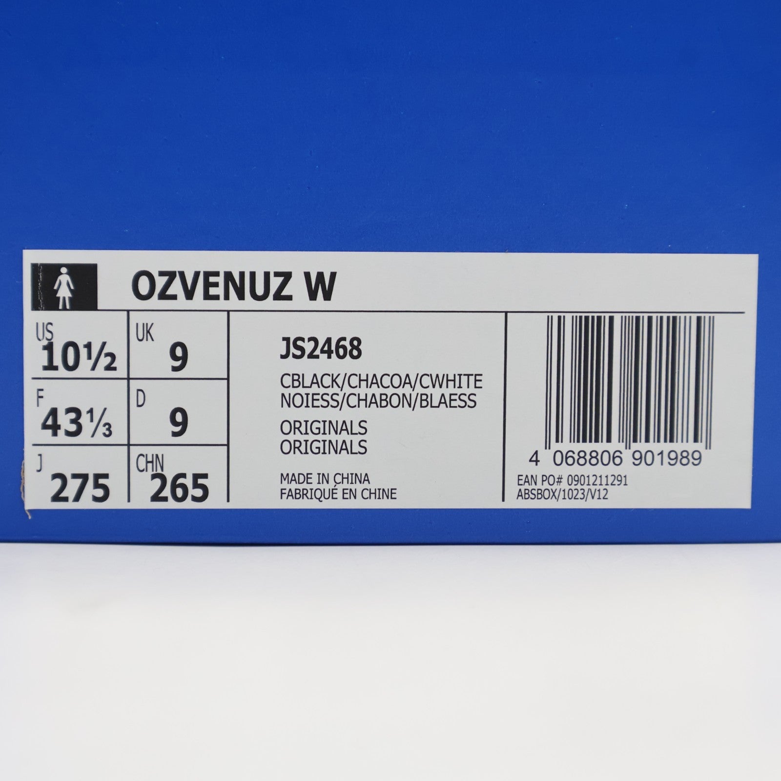 JS2468 adidas Originals Ozvenuz Core Black Charcoal Core White (Women's)