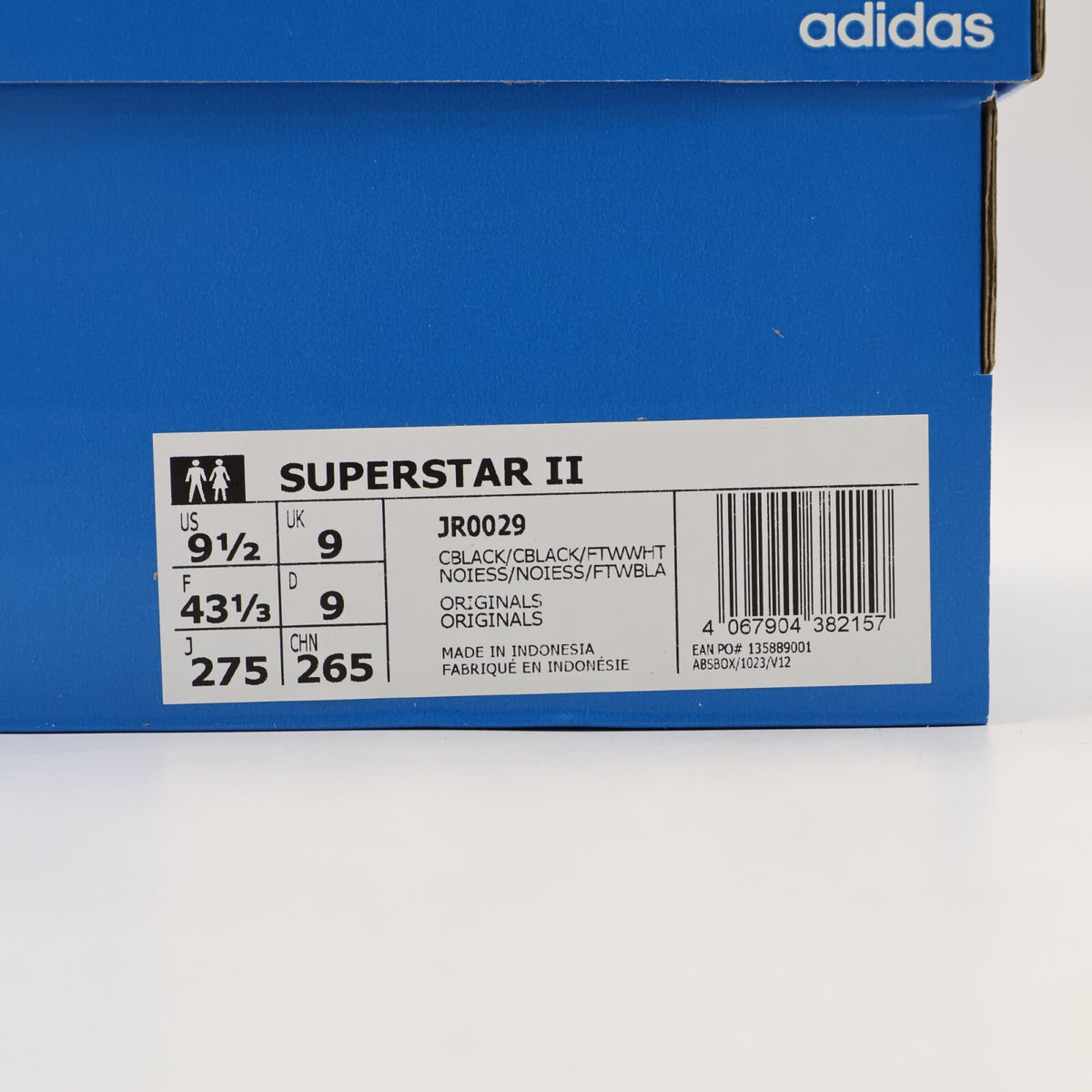 JR0029 adidas Originals Superstar 2 Core Black Cloud White (Men's)