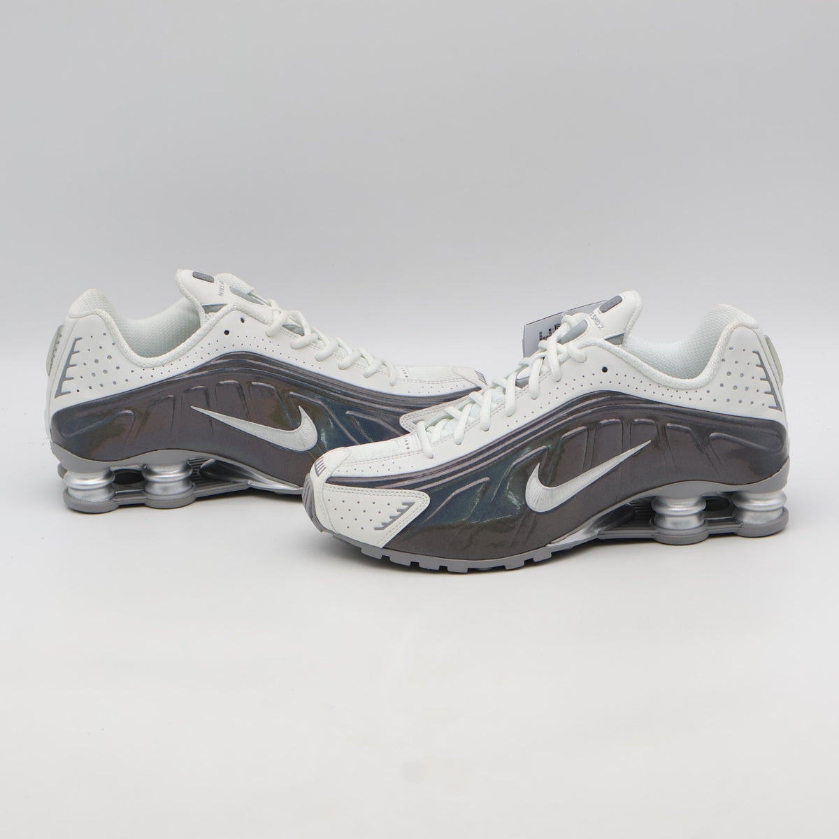 IB7703-100 Nike Shox R4 Summit White and Metallic Silver (Women's)