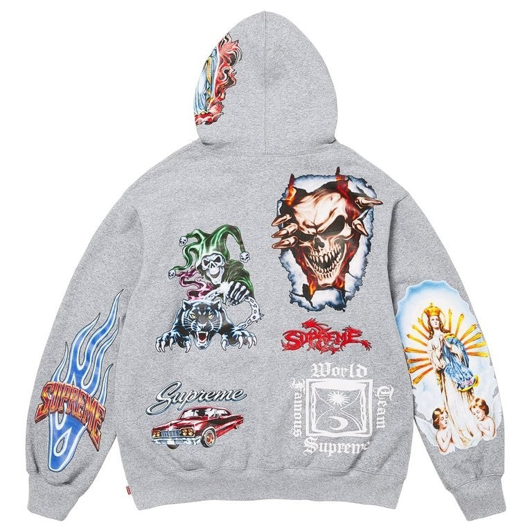 Supreme Stickers Hooded Sweatshirt Heather Grey
