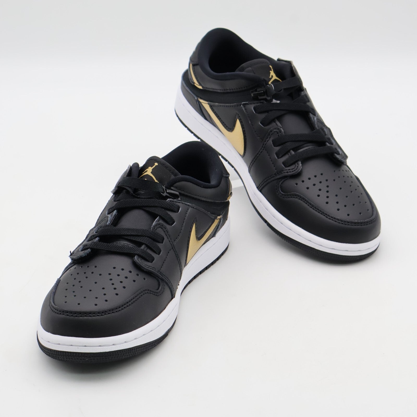 DM1206-071 Nike Air Jordan 1 Low FlyEase Black White Metallic Gold (Men's)