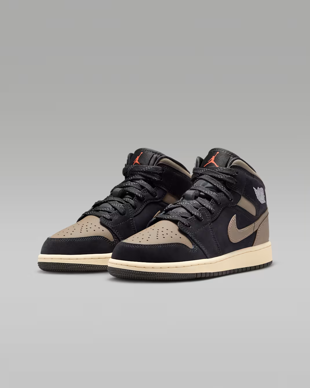 IB7053-002 Nike GS Air Jordan 1 Mid SE Black Olive Grey
