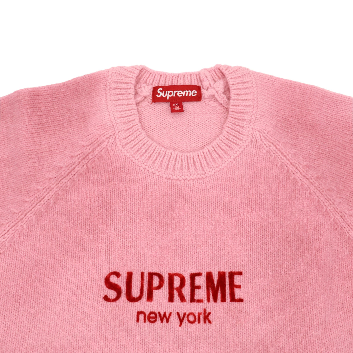 Supreme Flocked Logo Sweater Red