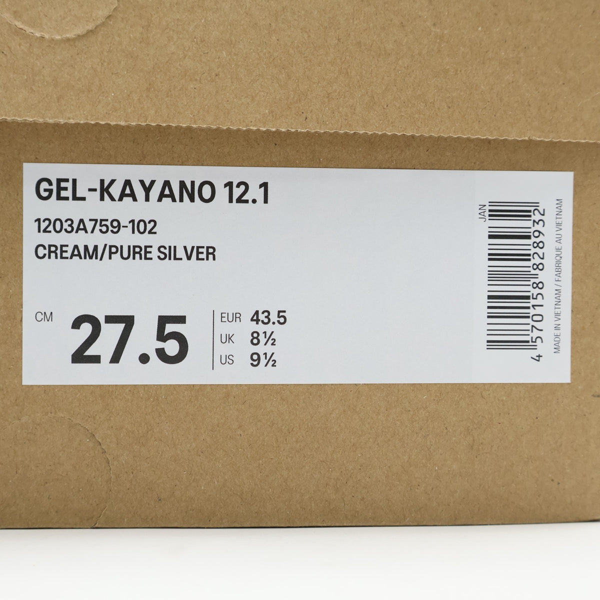 1203A759-102 Asics Gel-Kayano 12.1 Cream Pure Silver (Men's)