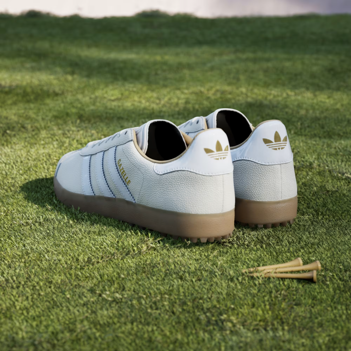 JI4156 adidas Gazelle Lux Spikeless Golf Chalk White/Cloud White/Gum (Men's)