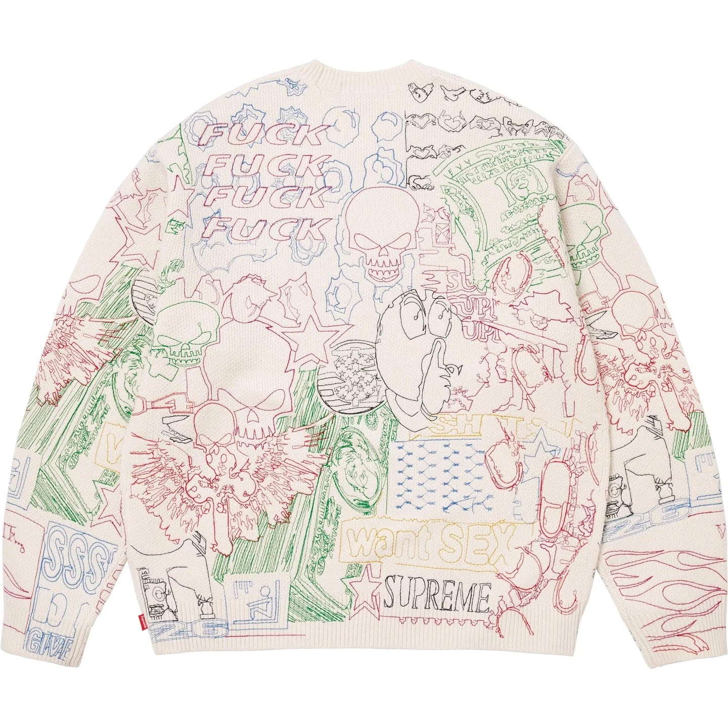 Supreme Collage Embroidered Sweater White