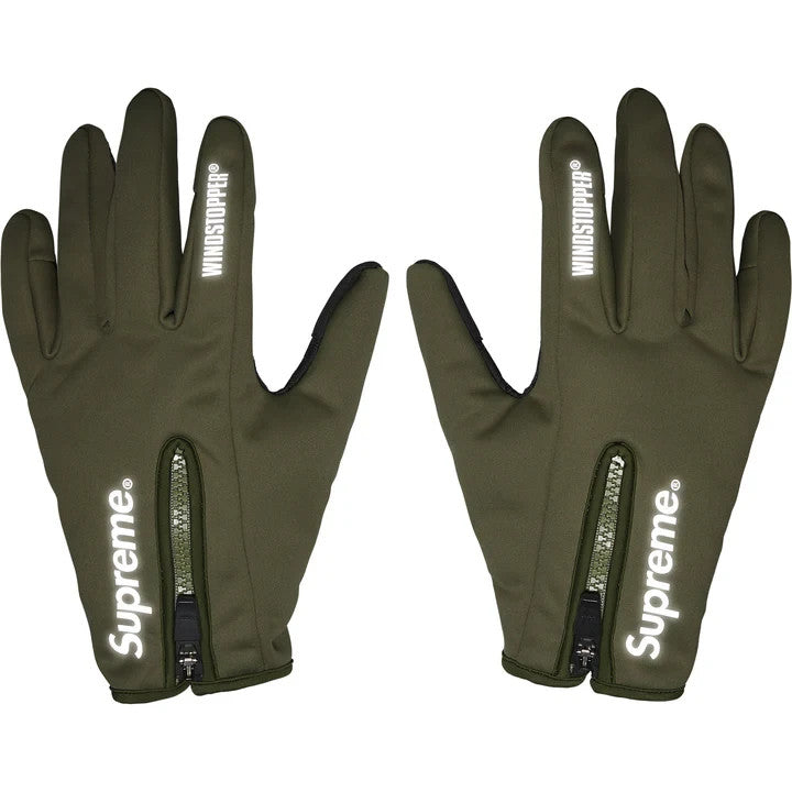 Supreme Windstopper Zip Gloves Olive