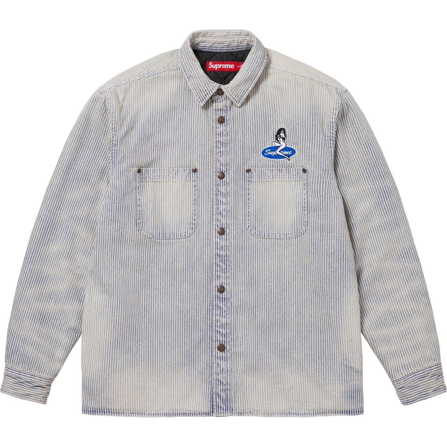 Supreme Quilted Lined Denim Snap Shirt Stripe