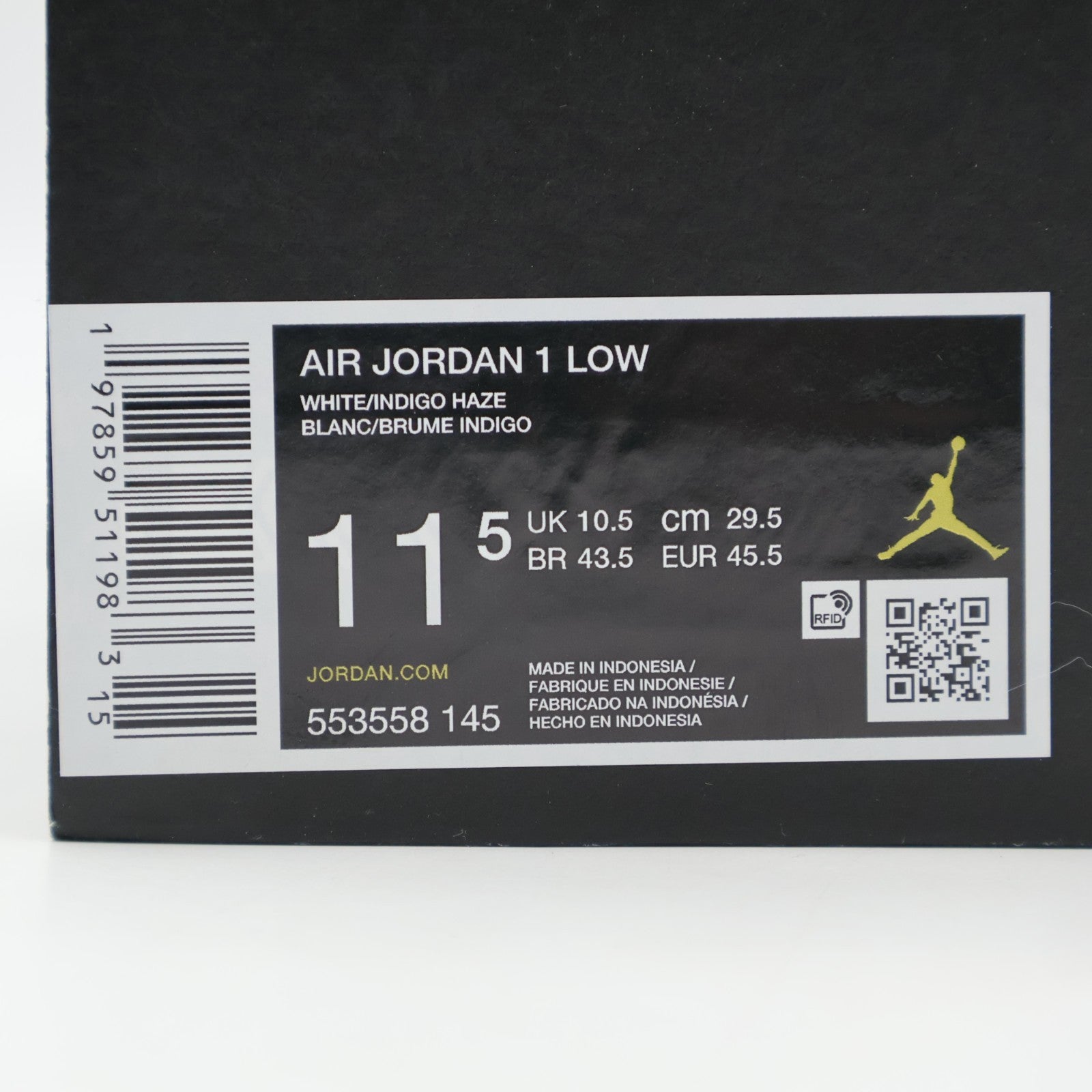 553558-145 Nike Air Jordan 1 Low White Dark Blue Grey Purple Comet Indigo (Men's