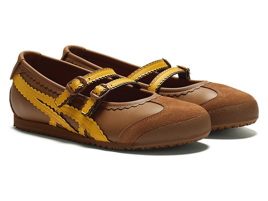 1182A678-201 Onitsuka Tiger Women's Mexico 66 TGRS "Brown/Sunflower Yellow"