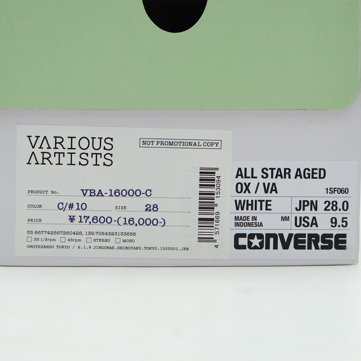 VBA16000 fragment design VA Converse All Star OX White (Men's)