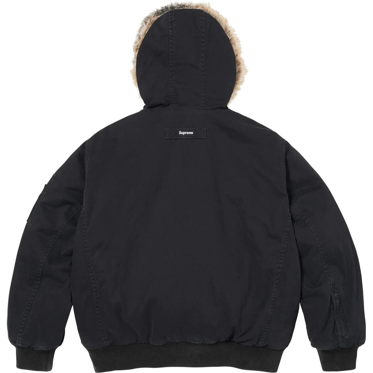 Supreme Reversible Faux Fur Hooded Work Jacket Black