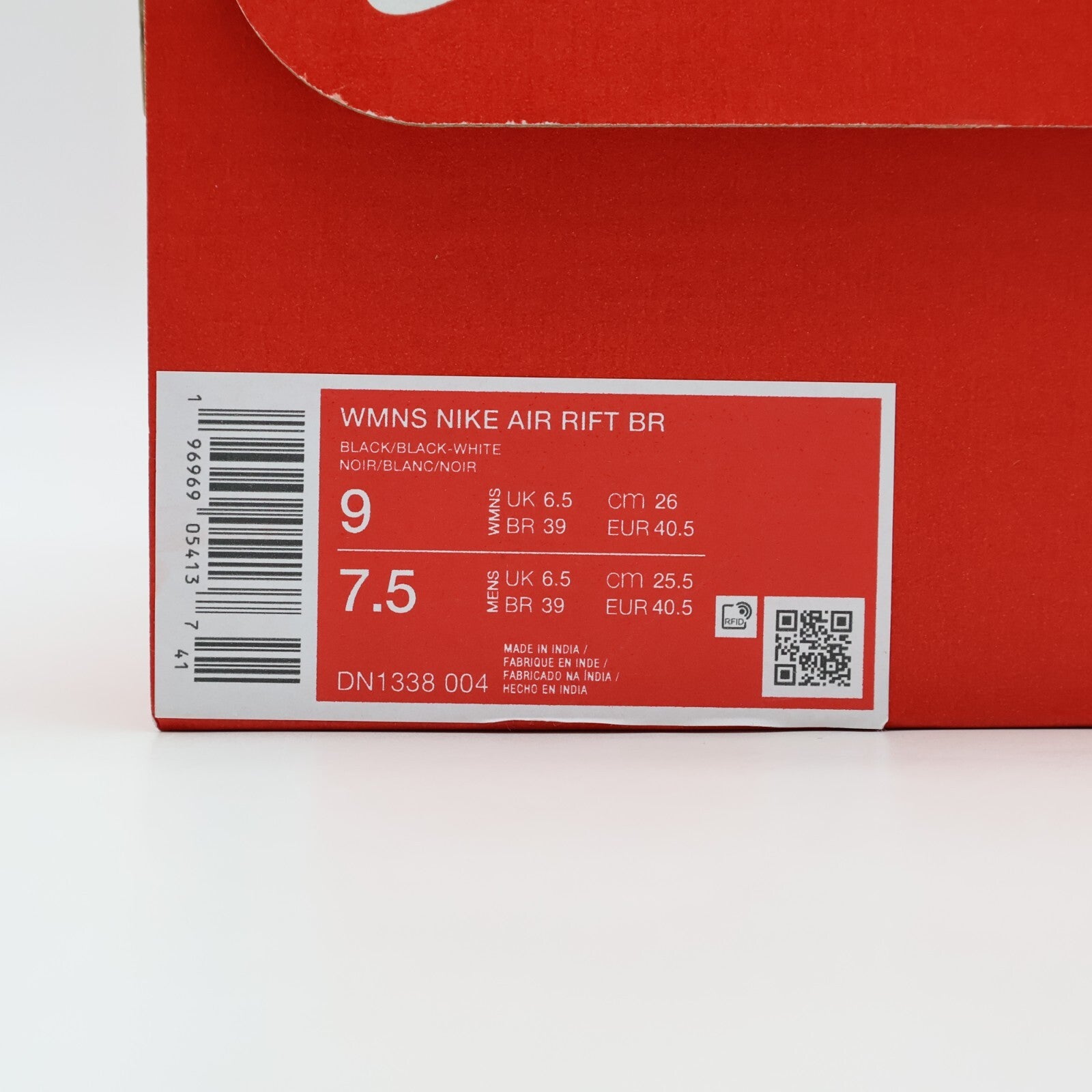 DN1338-004 Nike Air Rift Breathe Black White Black (Women's)