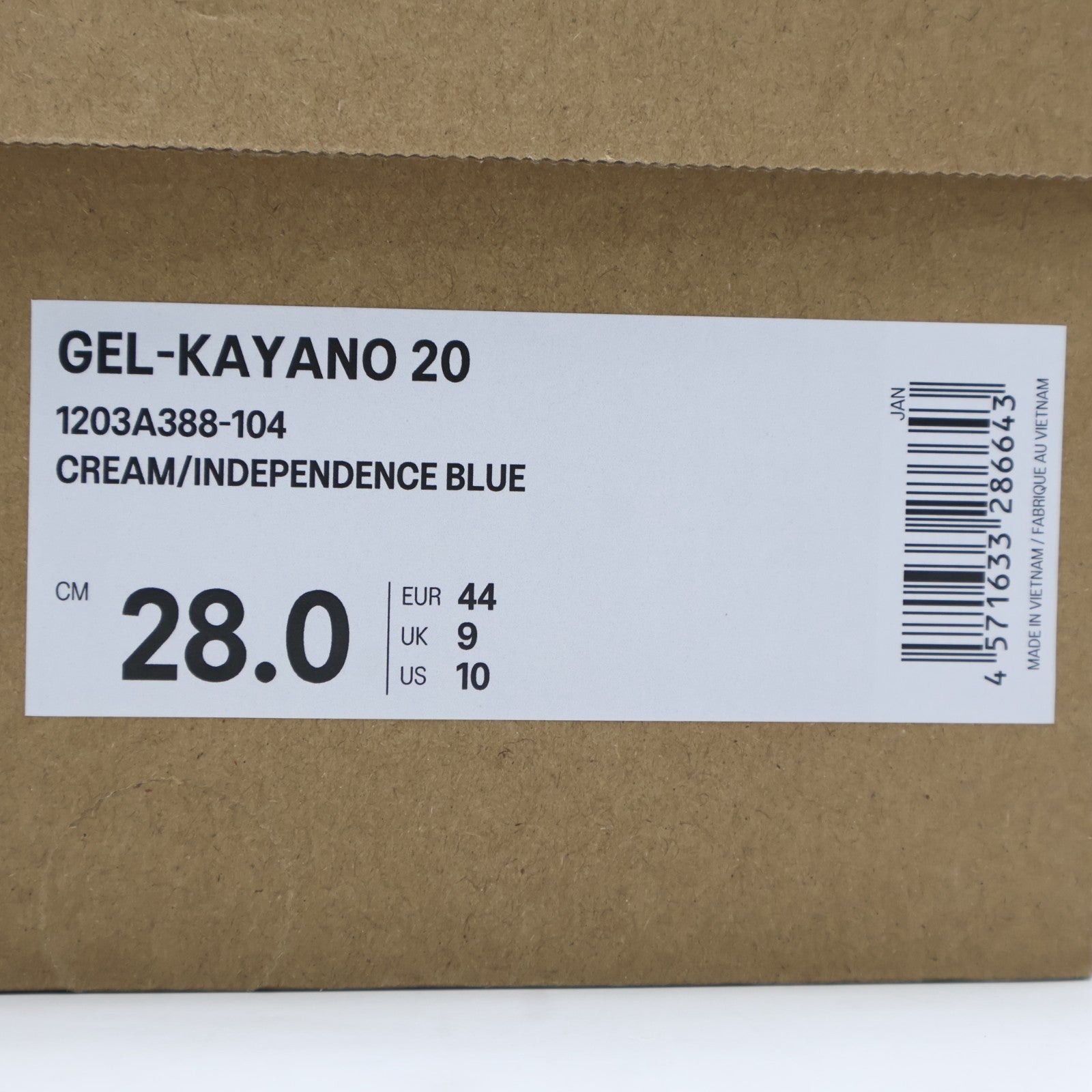 1203A388-104 Asics Gel-Kayano 20 Cream Independence Blue (Men's)