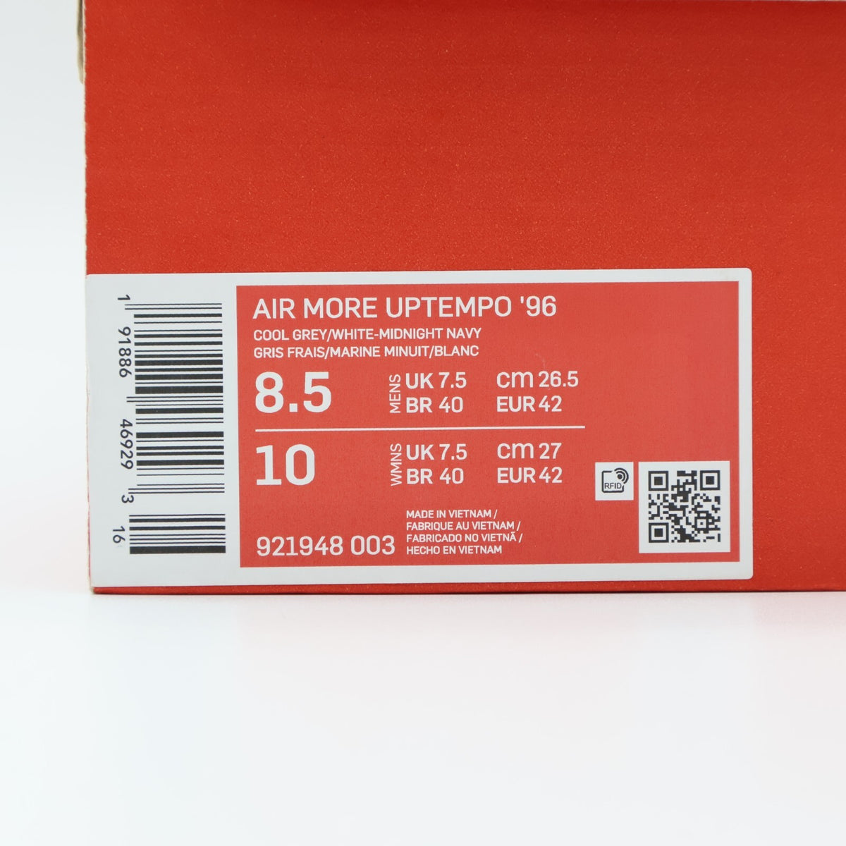 921948-003 Nike Air More Uptempo Cool Grey Midnight Navy (Men's)