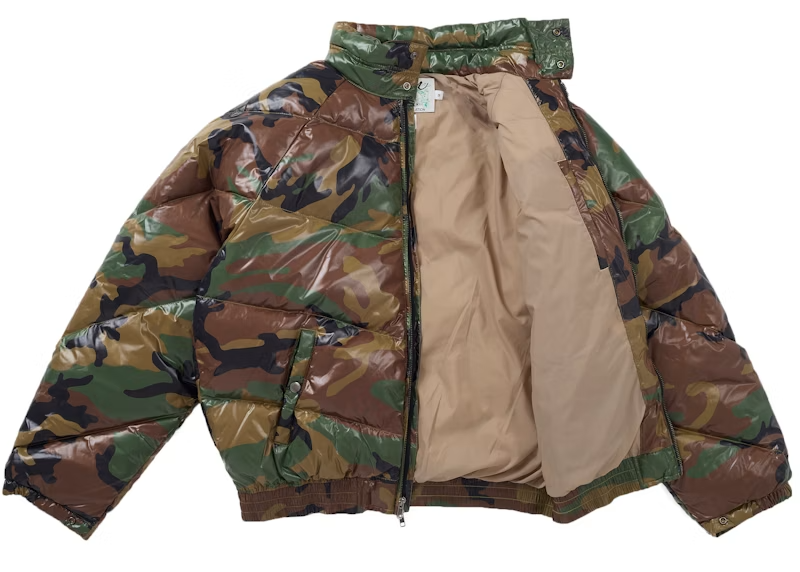 Supreme x Schott Glossy Lightweight Down Puffer Jacket Woodland Camo