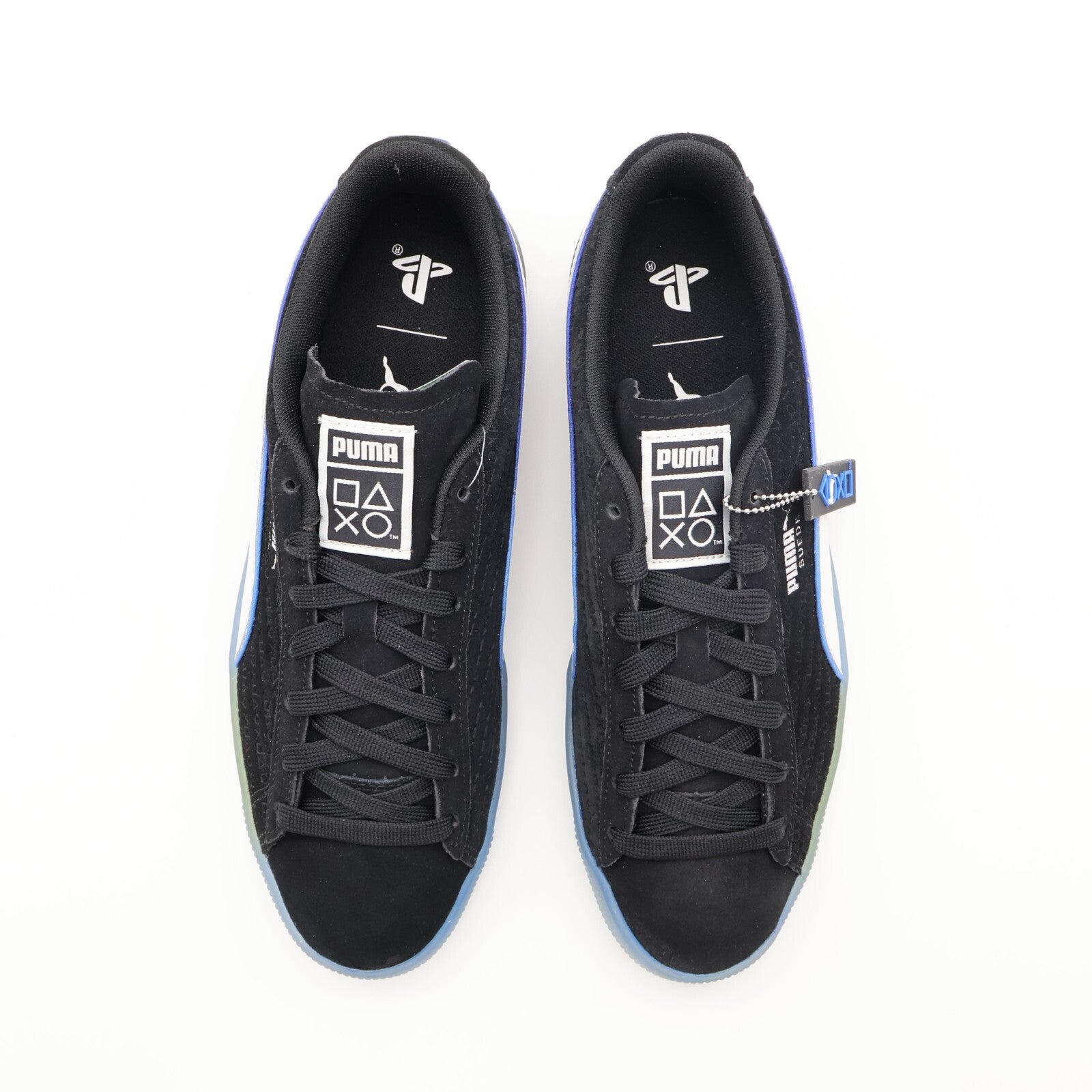 396246-02 PlayStation Puma Suede Puma Black Glacial Gray Blue (Men's)