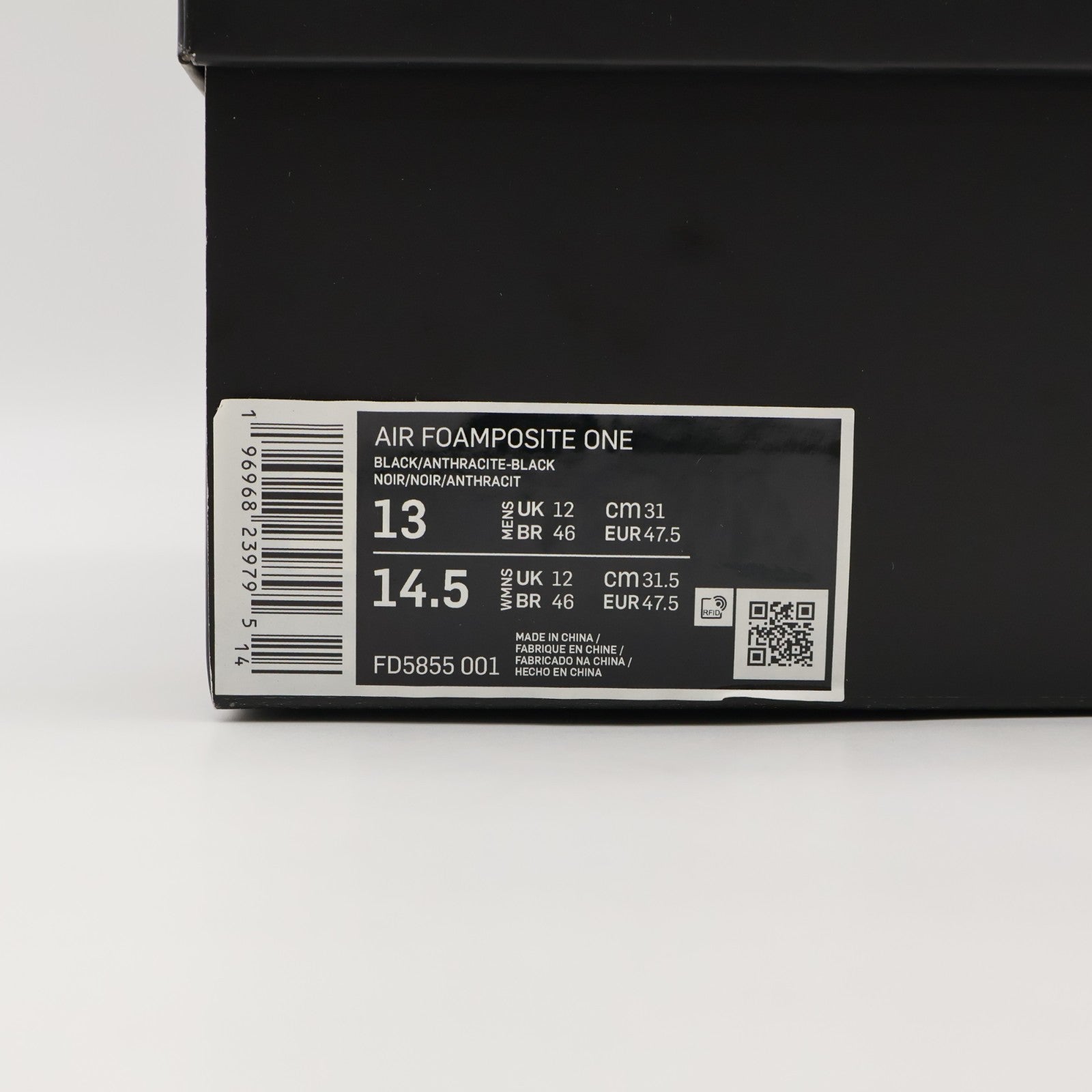 FD5855-001 Nike Air Foamposite One Black Anthracite Black (Men's)
